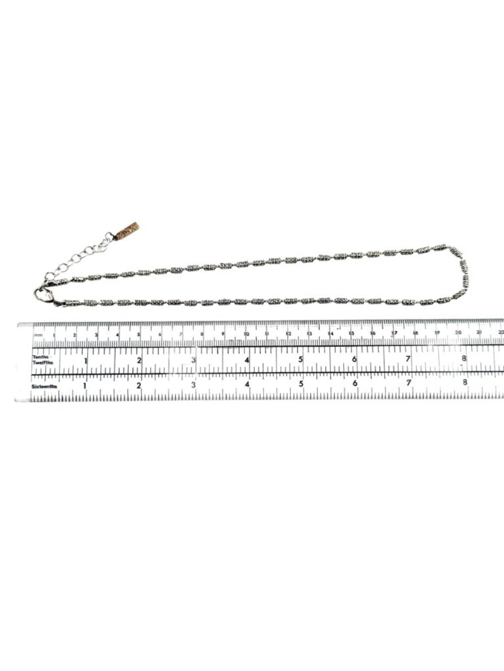 Vintage NAPiER Silver Tone Necklace Barrel Links 16" - Picture 6 of 7